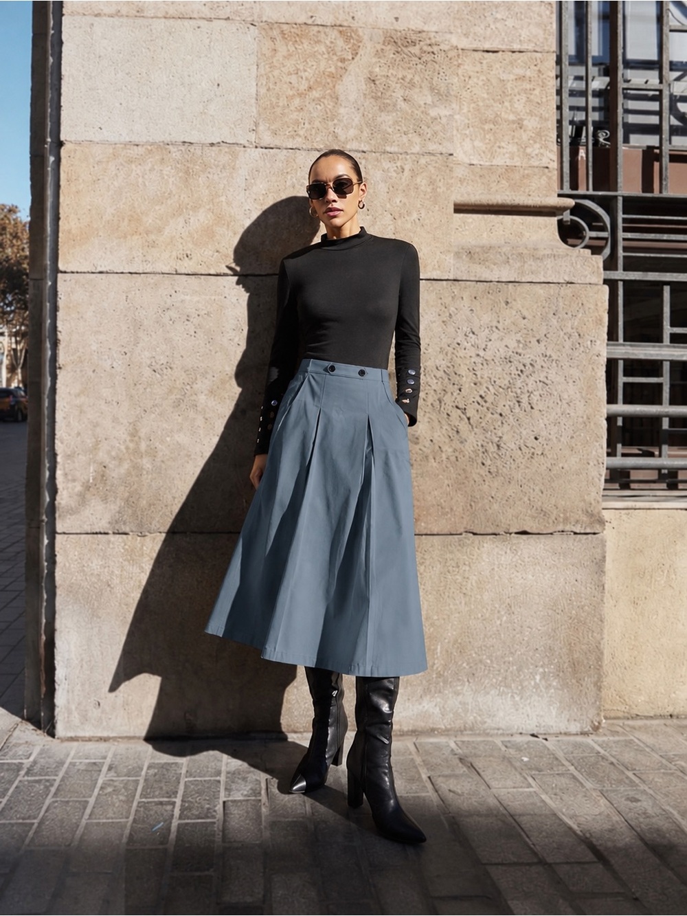 TULIP B | A-Line Skirt in Slate Gray